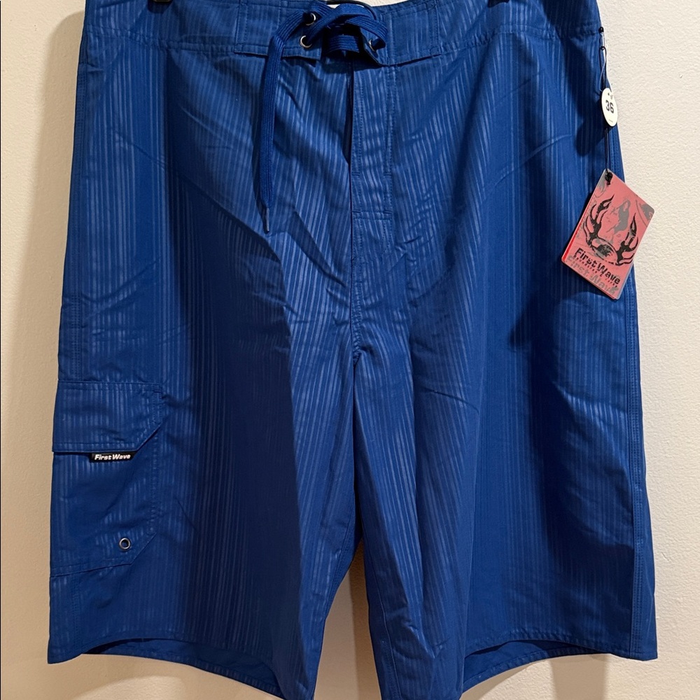 First Wave Navy Striped Shorts